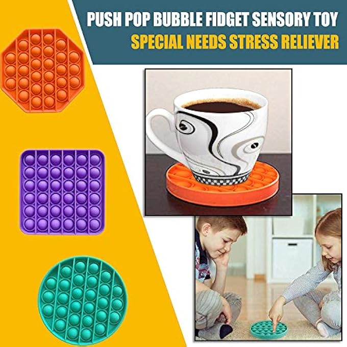 DODO Push pop pop Bubble Sensory Fidget Toy,Autism Special Needs Stress Reliever Silicone Stress Reliever Toy,Squeeze Sensory Toy (3pcs-B) - Image 4