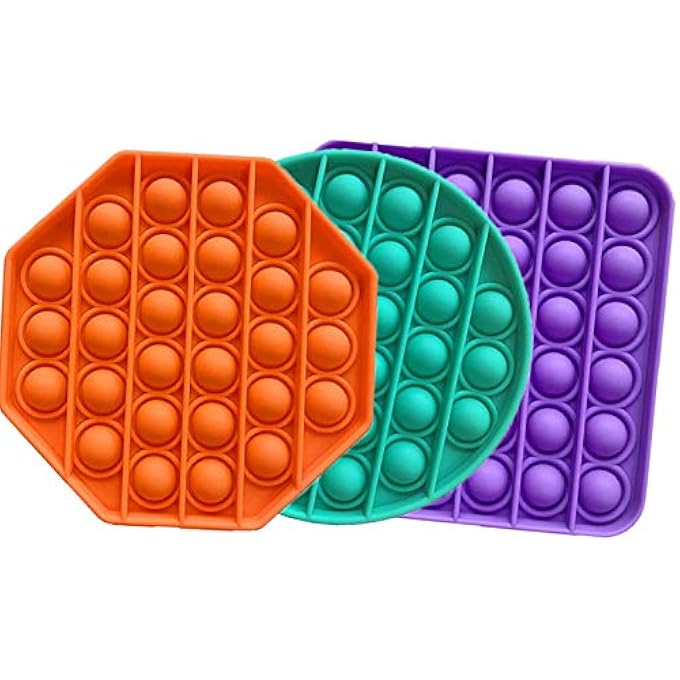 DODO Push pop pop Bubble Sensory Fidget Toy,Autism Special Needs Stress Reliever Silicone Stress Reliever Toy,Squeeze Sensory Toy (3pcs-B) - Image 1