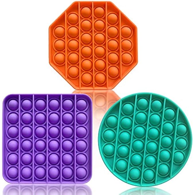 DODO Push pop pop Bubble Sensory Fidget Toy,Autism Special Needs Stress Reliever Silicone Stress Reliever Toy,Squeeze Sensory Toy (3pcs-B) - Image 3