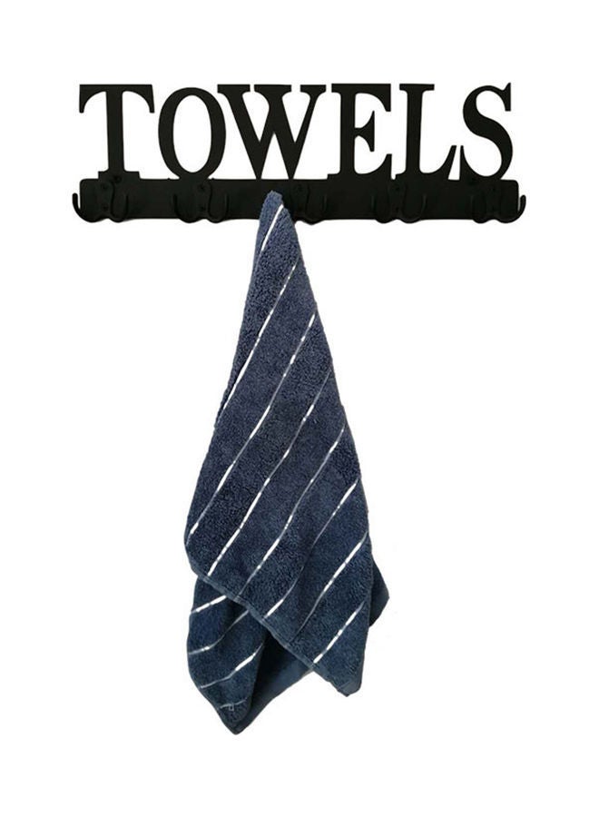 Loquat Bathroom Organizer Rack with Multiple Hooks Black 42 x 2.5 13cm - Image 3