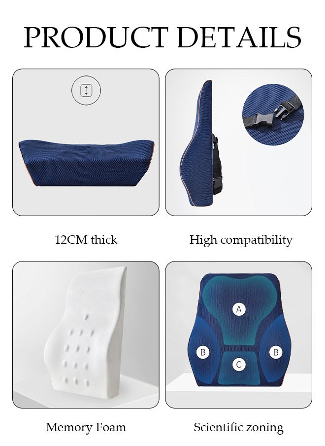 DUNISO - Seat Cushion and Lumbar Support Pillow for Office Chair, Memory Foam Car Seat Cushions Back Support Pillows, Help Relieve Pain of Back, Lumbar, Tailbone and Sciatic Nerve - Image 1