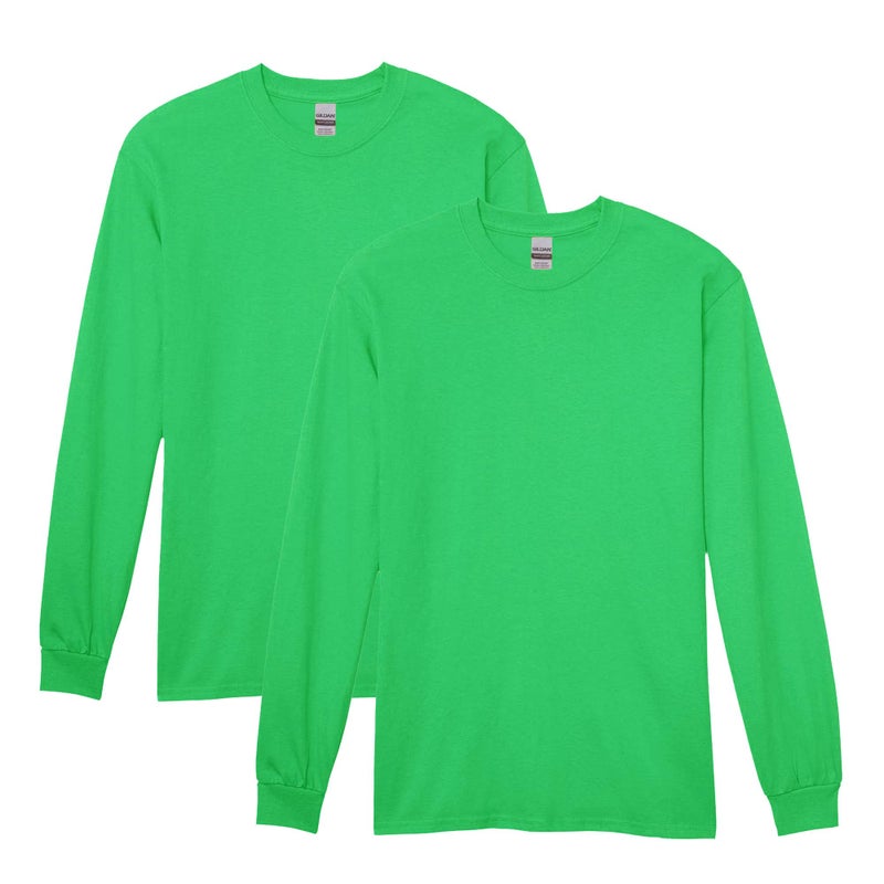 Gildan Mens Heavy Cotton Long Sleeve TShirt Style G5400 2Pack Irish Green Small - Image 2