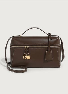 Loquat Ladies' Stylish Big Capacity Box Handbag Single Shoulder Crossbody Bag Brown  - Image 1