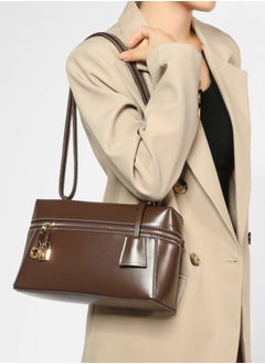 Loquat Ladies' Stylish Big Capacity Box Handbag Single Shoulder Crossbody Bag Brown  - Image 4