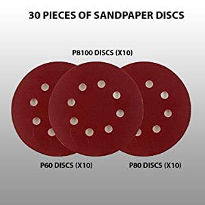 KHADIJA Round Sand Paper Backup Disc 5 Inch for Orbital Sander 60, 80, 100, Grit Combo of 30Pcs - Image 2
