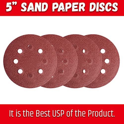 KHADIJA Round Sand Paper Backup Disc 5 Inch for Orbital Sander 60, 80, 100, Grit Combo of 30Pcs - Image 5