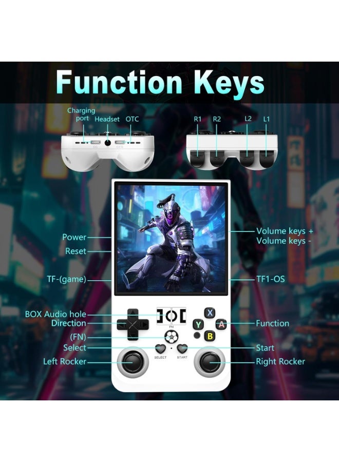 ELTRAZONE R36T Retro Handheld Gaming Console with Built-in Classic Games, 3.5" IPS Display, Portable Game Player, Long-Life Rechargeable Battery, Smooth System Performance – White - Image 4