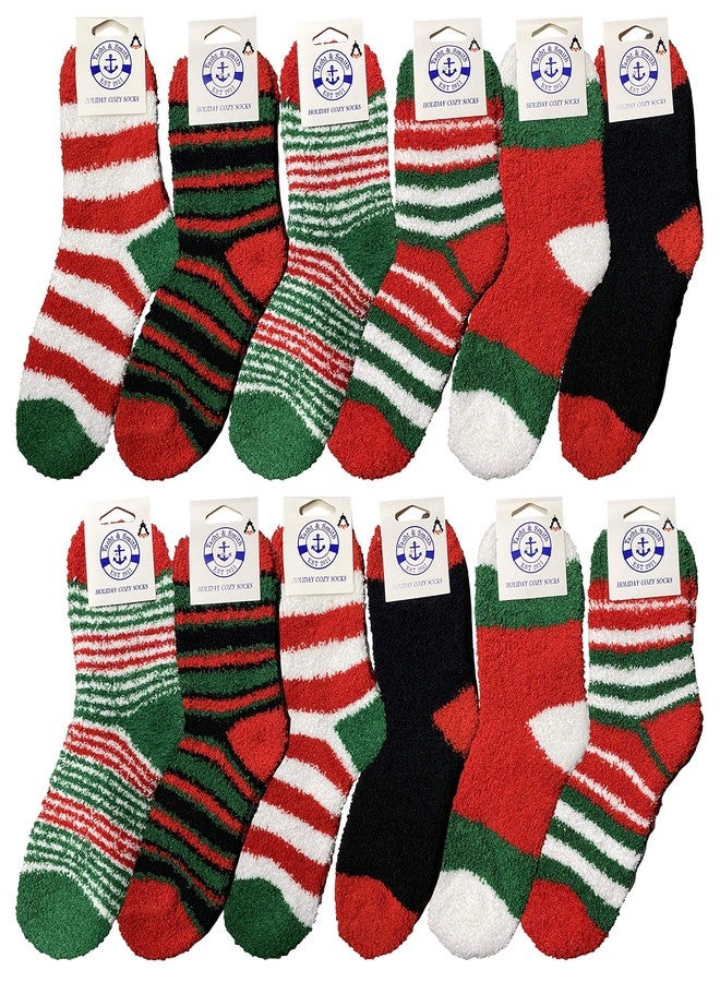 Yacht & Smith 12 Pairs Of Womens Christmas Socks, Novelty Holiday Socks, Fun Colorful Festive, Crew, Slipper Socks, 9-11 - Image 2
