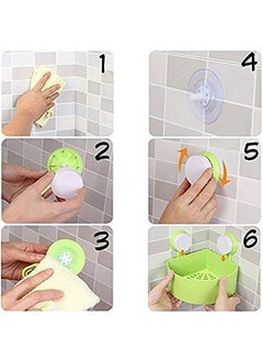 ANYM ANYM Bathroom Shower Corner Shelf Cosmetic Storage Rack Caddy Basket with Wall Mounted Suction Cup Multicolor  - Image 5