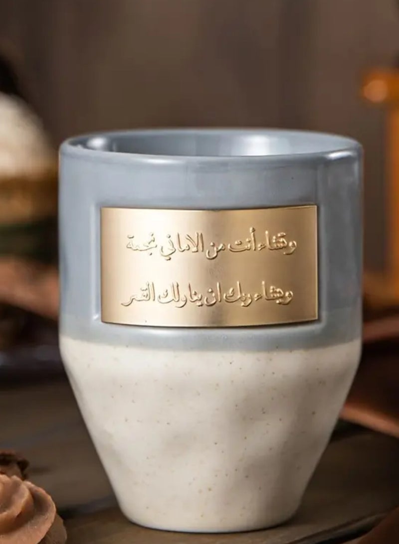 1pc Ceramic Coffee Mug with Customizable Copper Plaque Inscription,Hand Wash Only,Reusable Multipurpose Drinkware,Eco-Friendly Recyclable Material - Image 2