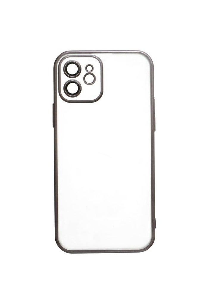 Plastic Back Cover For Apple iPhone 12, Clear Black Cfs.h-10-318 - Image 1