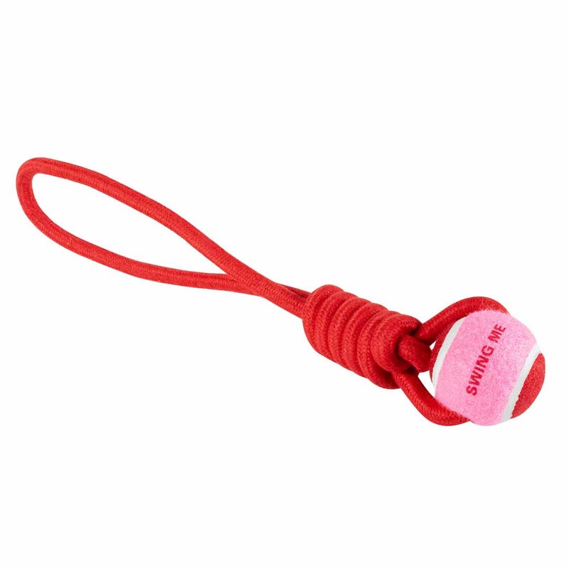 Ebi Coockoo Swing Me Ball With Rope Loop Dog Fetch Toy - Red/6x45x6cm - Image 1