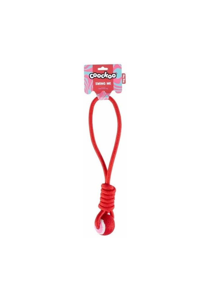 Ebi Coockoo Swing Me Ball With Rope Loop Dog Fetch Toy - Red/6x45x6cm - Image 2