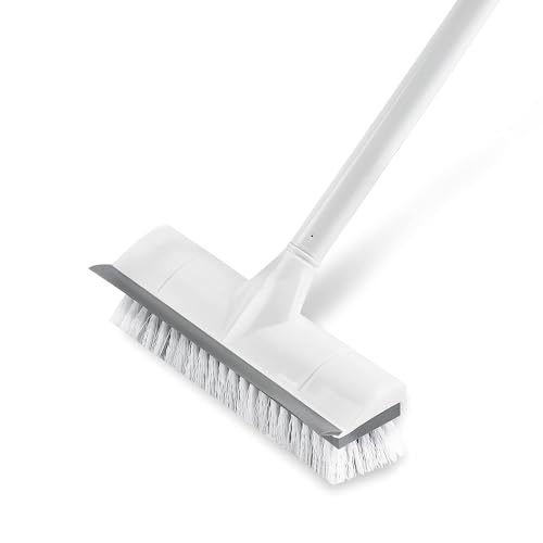 JRS TRADERS Bathroom Cleaning Brush JRS Floor Scrub Brush with Long Handle -50" Stiff & Soft Brush, 2 in 1 Scrape and Brush,Tub and Tile Brush for Cleaning Bathroom,Toilet,Office,Kitchen,Wall- - Image 3