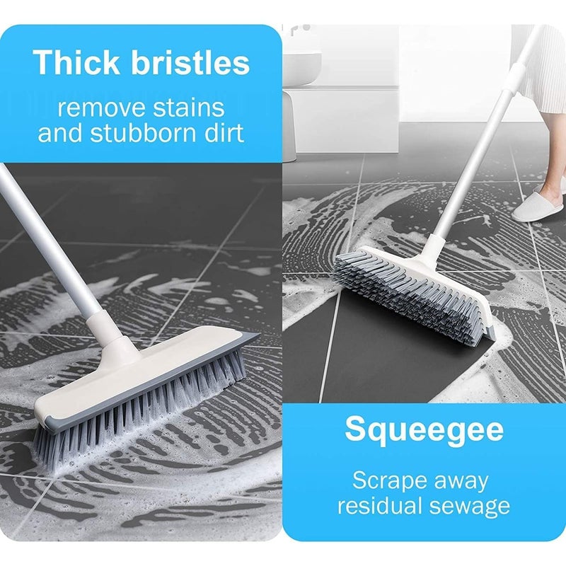 JRS TRADERS Bathroom Cleaning Brush JRS Floor Scrub Brush with Long Handle -50" Stiff & Soft Brush, 2 in 1 Scrape and Brush,Tub and Tile Brush for Cleaning Bathroom,Toilet,Office,Kitchen,Wall- - Image 4