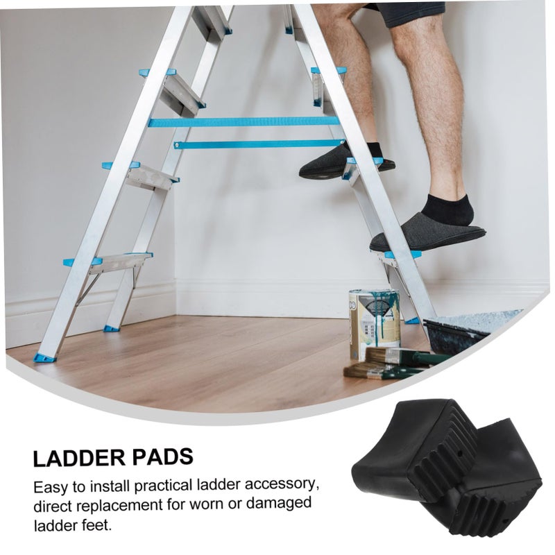 8Pcs Black Rubber Ladder Foot Pads Protects Floors and Carpets Easy Install Wear Resistant - Image 5