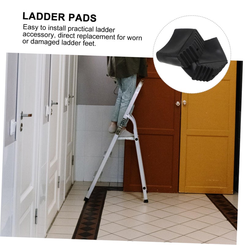 8Pcs Black Rubber Ladder Foot Pads Protects Floors and Carpets Easy Install Wear Resistant - Image 4