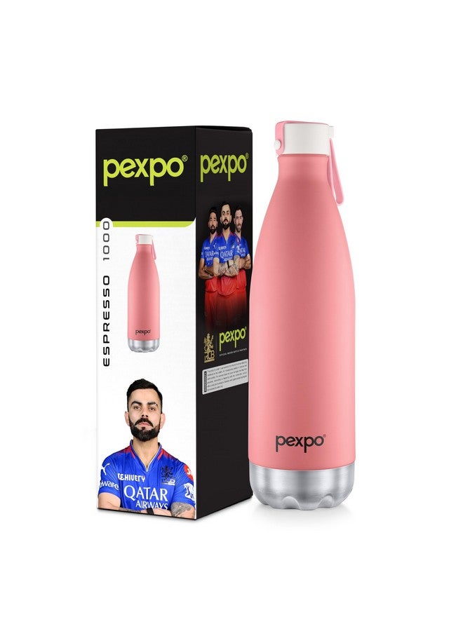 Pexpo Espresso 1000 ISI Certified|Hot &Cold|Vacuum Insulated|Stainless Steel Water Bottle - 980ml |Candy Pink|Silicon Strap|Home|School|College|Gym|Travelling|Hiking - Image 1