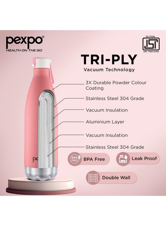 Pexpo Espresso 1000 ISI Certified|Hot &Cold|Vacuum Insulated|Stainless Steel Water Bottle - 980ml |Candy Pink|Silicon Strap|Home|School|College|Gym|Travelling|Hiking - Image 3