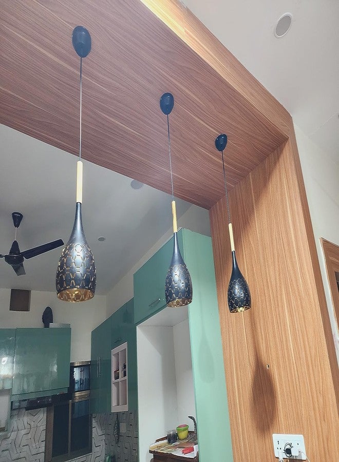 Cruv Aluminum Hanging Lights for Dining Table, Pendant Lamps for Kitchen Island, Bedroom Hanging Lamps and Living Room Lights (Black Pack of 3) - Image 5