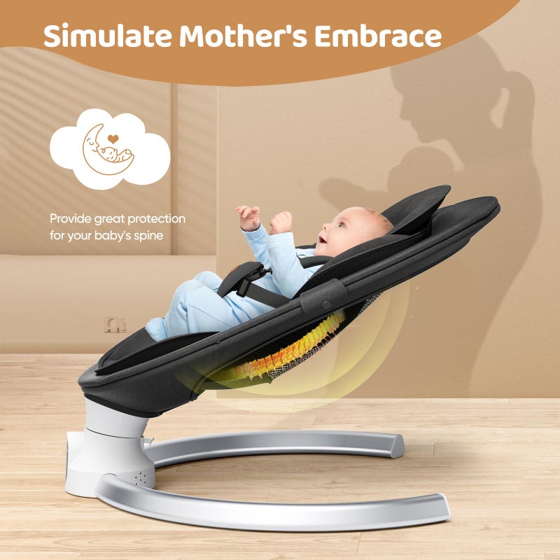 Smelluck Baby Swings for Infants - Exclusive App & Bluetooth Function, Electric Baby Swing with 5 Point Harness & 5 Sway Speeds, 10 Preset Lullabies, Portable Infant Swing for Indoor/Outdoor (Black) - Image 4