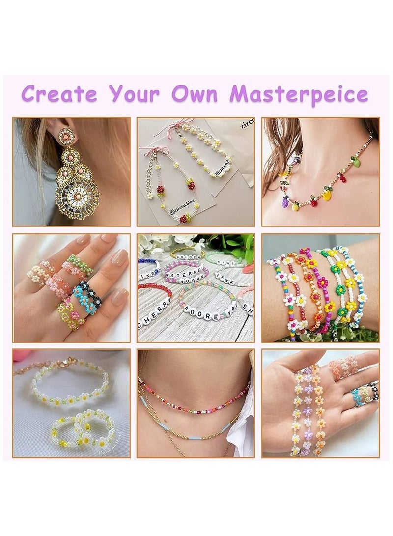 ماونتين جيمس مجموعة ميجا مجموعة متنوعة من الخرز الحرفي الصغير مع صندوق منظم للأساور DIY وصناعة المجوهرات و صندوق من احجار الجيمستون و الكريستال - Image 3