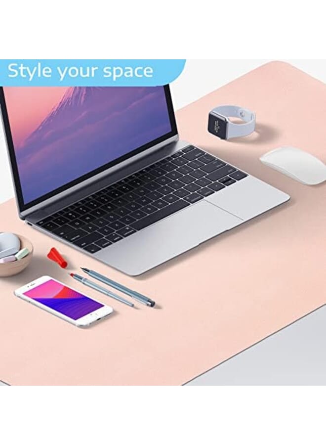 SKY-TOUCH Multifunctional Desk Pad 80X40Cm Leather Computer Mouse Pad Office Desk Mat Extended Gaming Mouse Pad Non Slip Waterproof Dual Side Use Desk Mat Protector Pink White - Image 4