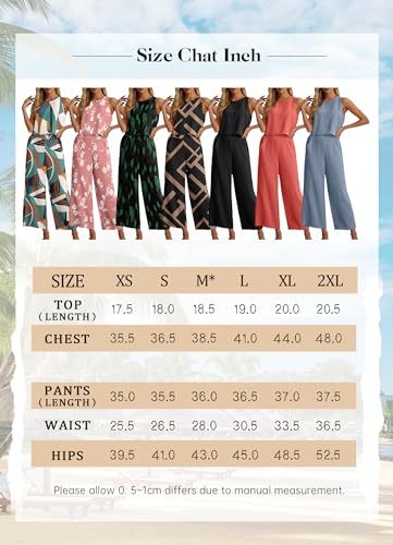 IWOLLENCE Women's Summer 2 Piece Outfits Set Round neck Sleeveless Tank Crop Top Wide Leg pants Set Pockets Jumpsuits Black Medium - Image 5