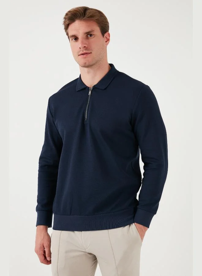 Buratti Cotton Regular Fit Half-Zip Polo Collar Sweatshirt Men's SWEAT 5905789