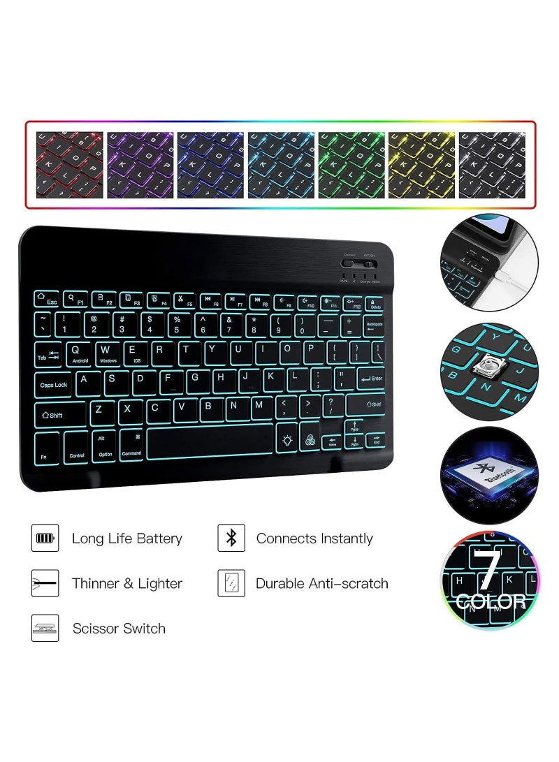Arabic and English Keyboard Case with Mouse for Xiaomi Pad 6 / Pad 6 Pro 11 Inch 2023 Release, Detachable 7 Color Backlit Bluetooth Keyboard, Protection Soft Cover, Flip Stand  - Image 3