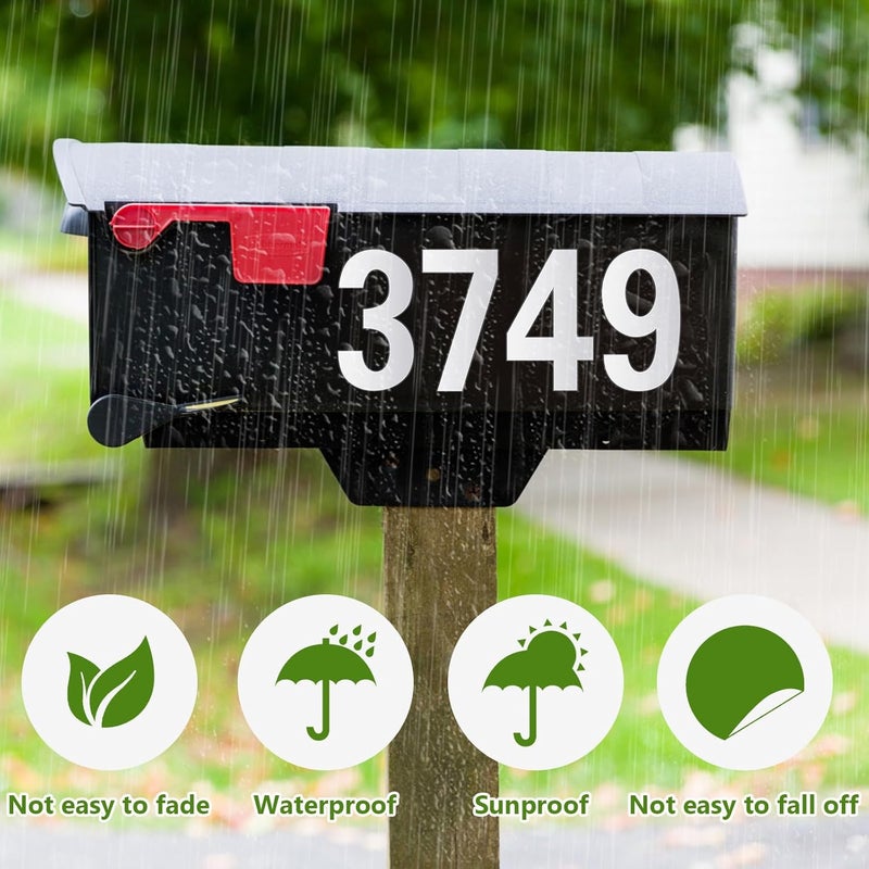 HLARTNET Reflective Mailbox Numbers for Outside - 30 Pcs Waterproof Mailbox Numbers Stickers, Large 3 Inch Self Adhesive 0-9 Vinyl Number for Mailbox, Door, Garbage Bins, Address Number (White) - Image 3