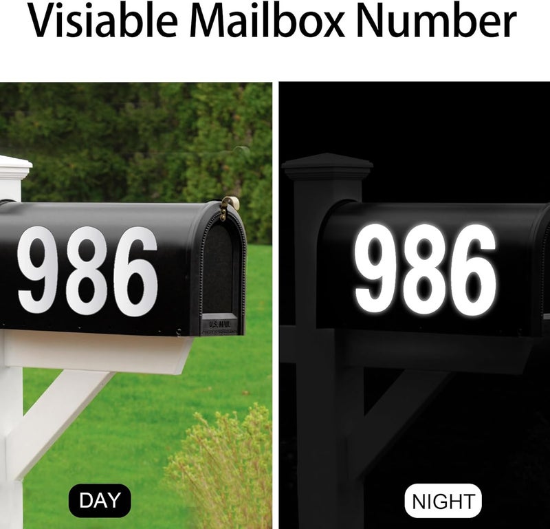 HLARTNET Reflective Mailbox Numbers for Outside - 30 Pcs Waterproof Mailbox Numbers Stickers, Large 3 Inch Self Adhesive 0-9 Vinyl Number for Mailbox, Door, Garbage Bins, Address Number (White) - Image 2