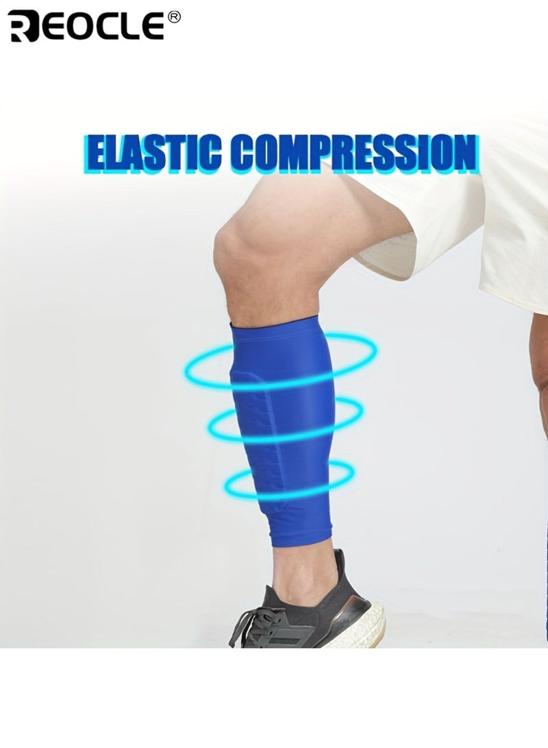 REOCLE 1 Pair Durable Honeycomb Sports Shin Guards Mid-Calf Polka Dot Socks with Silicone Shock-Absorbing and Non-Slip Design Lightweight and Comfortable Fabric Perfect for Ball Games Boxing Training - Image 2