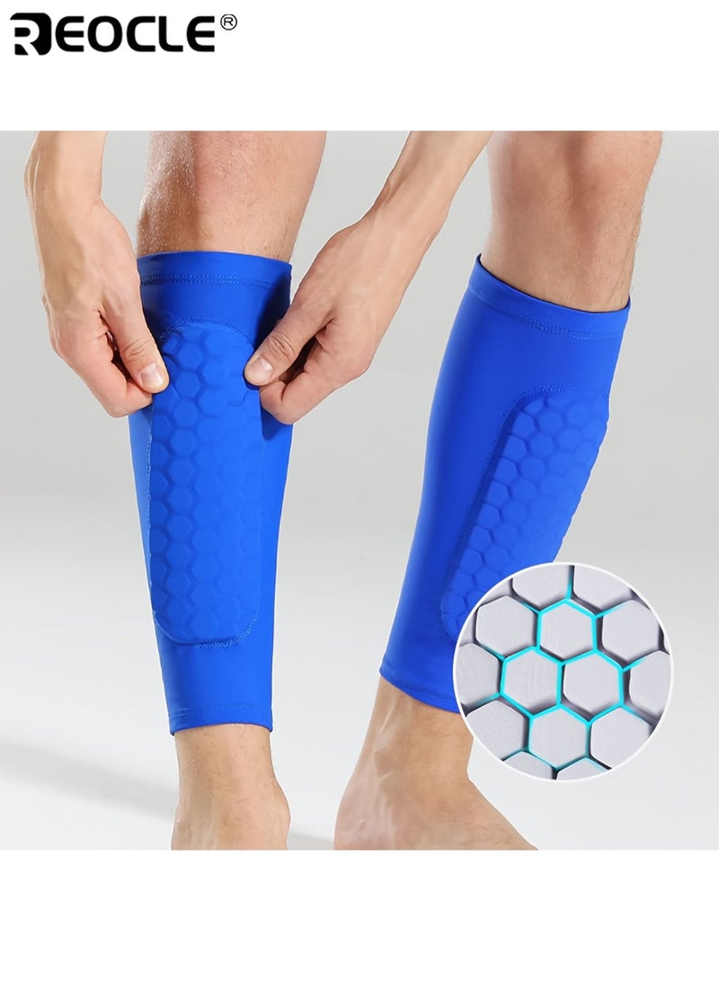REOCLE 1 Pair Durable Honeycomb Sports Shin Guards Mid-Calf Polka Dot Socks with Silicone Shock-Absorbing and Non-Slip Design Lightweight and Comfortable Fabric Perfect for Ball Games Boxing Training - Image 3