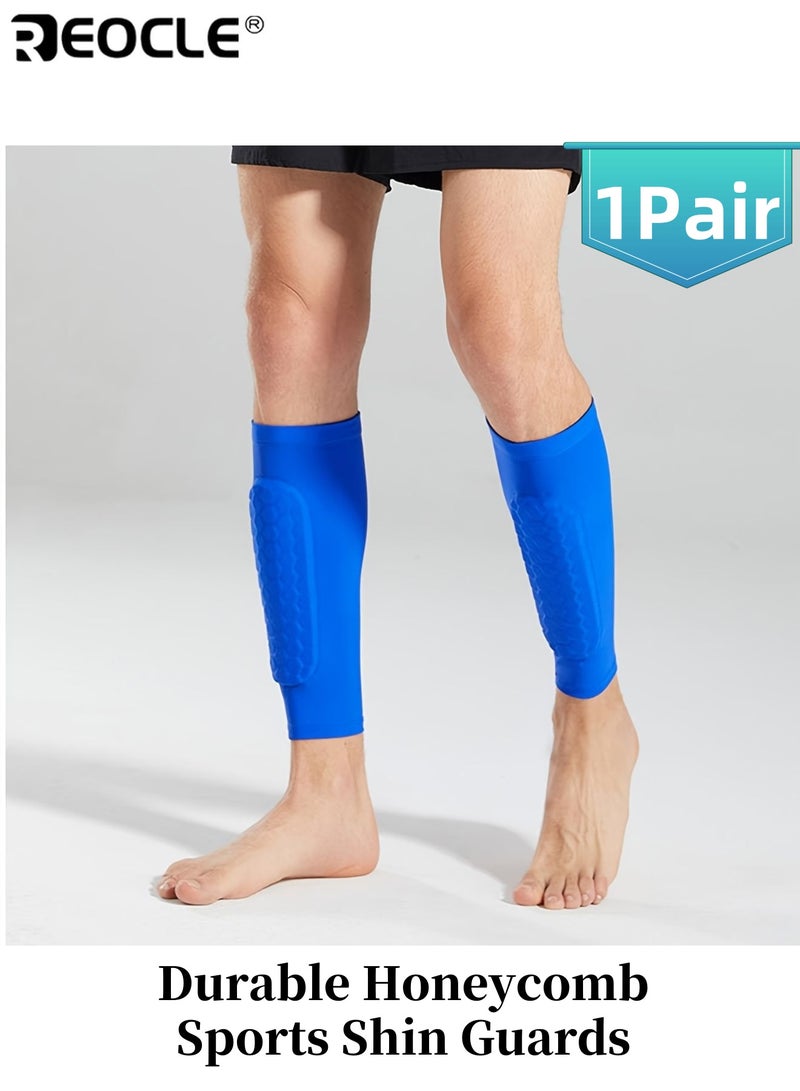 REOCLE 1 Pair Durable Honeycomb Sports Shin Guards Mid-Calf Polka Dot Socks with Silicone Shock-Absorbing and Non-Slip Design Lightweight and Comfortable Fabric Perfect for Ball Games Boxing Training - Image 1