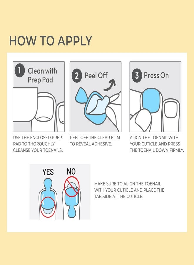 Impress KISS imPRESS No Glue Pedi Press-On Nails, Toenails, 'Fruitful', Light Blue, Short Size, Squoval Shape, Includes 24 Nails, Prep Pad, Instructions Sheet, 1 Manicure Stick, 1 Mini File - Image 2