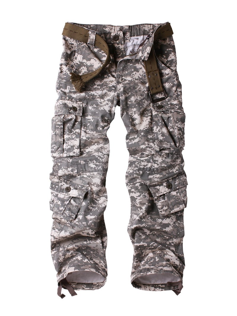 AKARMY Men's Cotton Casual Military Army Camo Combat Work Cargo Pants with 8 Pockets Digital 30 - Image 1