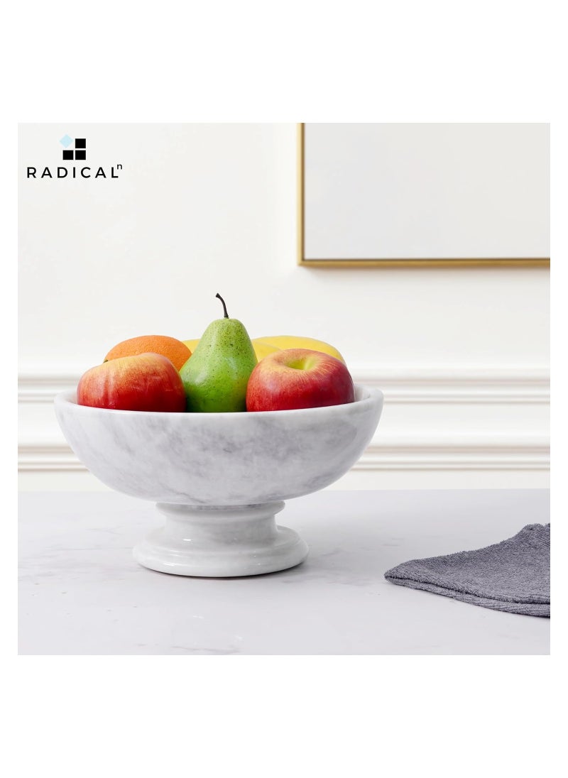 RADICALn Radicaln Marble Fruit Bowl White 10'x5 Inch Handmade Fruits Serving Bowl For Kitchen Organization - Large Fruit Bowl For Kitchen Counter - Modern Banana Holder  - Image 5