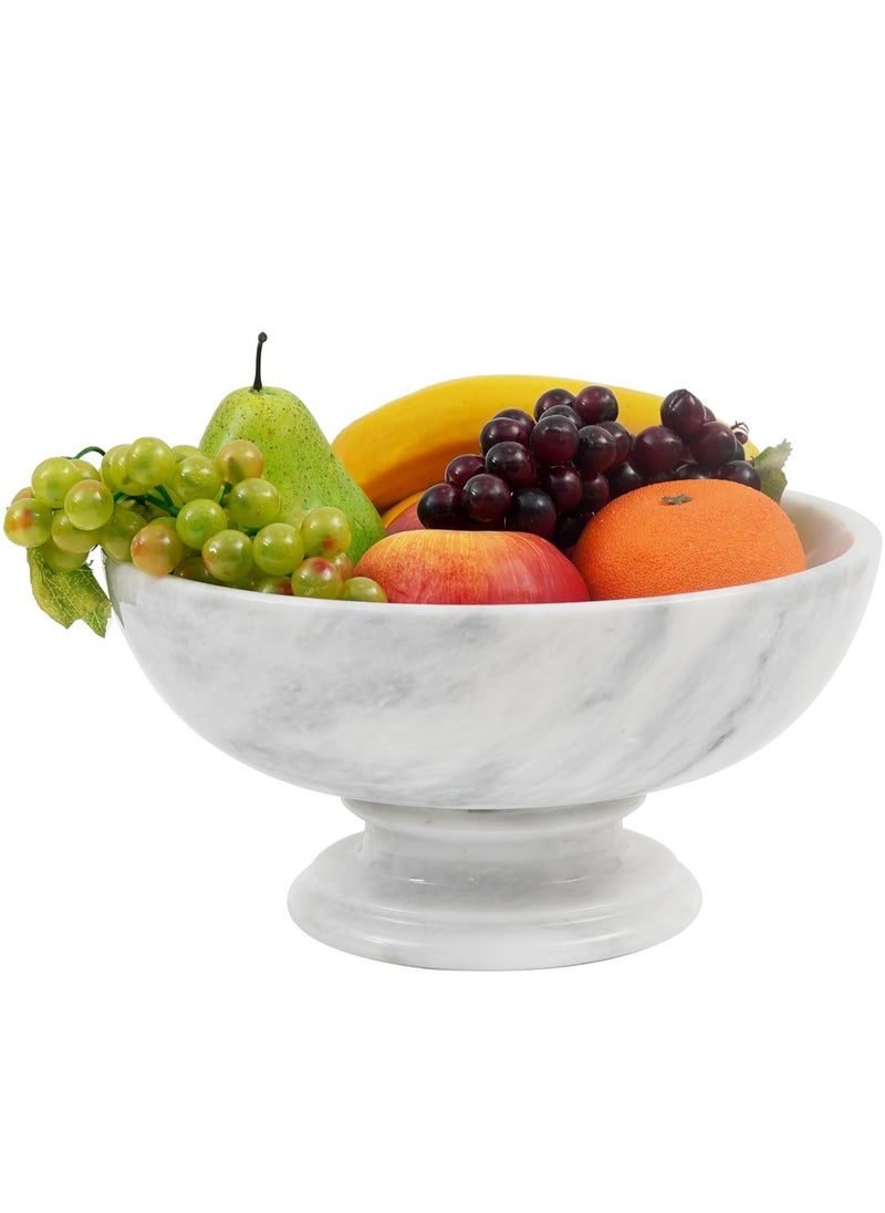 RADICALn Radicaln Marble Fruit Bowl White 10'x5 Inch Handmade Fruits Serving Bowl For Kitchen Organization - Large Fruit Bowl For Kitchen Counter - Modern Banana Holder  - Image 1