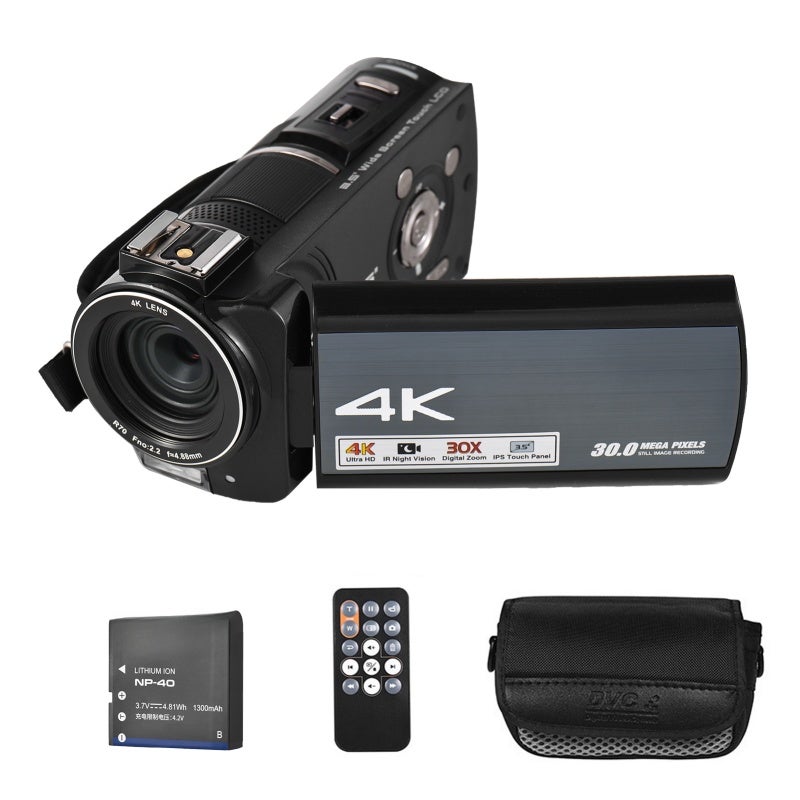 ORDRO HDR-AX10 4K Digital Video Camera WiFi Camcorder DV Recorder 3.5 Inch IPS Touch Panel 30MP 30X Digital Zoom Face Detection IR Night Vision Anti-shake with Remote Control Carry Bag - Image 1