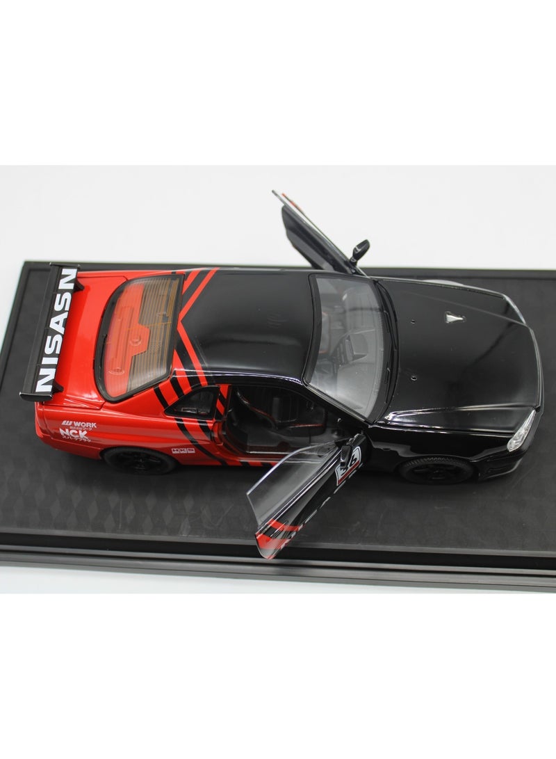 حديقة الألعاب محاكاة بمقياس 1:24 لسيارة نيسان سكاي لاين GTR المصنوعة من السبائك المعدنية - لعبة مصبوبة عالية المحاكاة مزودة بصوت وإضاءة وخاصية السحب للخلف للأطفال وهواة الجمع - Image 3