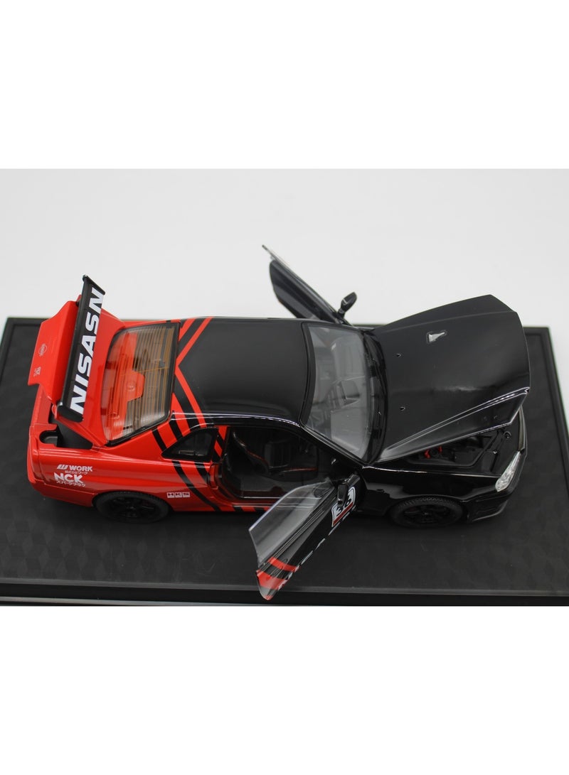 حديقة الألعاب محاكاة بمقياس 1:24 لسيارة نيسان سكاي لاين GTR المصنوعة من السبائك المعدنية - لعبة مصبوبة عالية المحاكاة مزودة بصوت وإضاءة وخاصية السحب للخلف للأطفال وهواة الجمع - Image 5