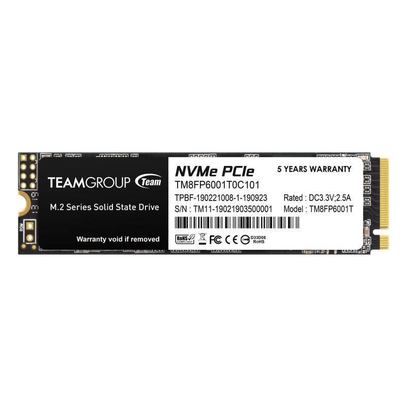 TEAMGROUP MP33 1TB SLC كاش 3D NAND TLC NVMe 1.3 PCIe Gen3x4 M.2 2280 SSD داخلي سرعة القراءة/الكتابة تصل إلى 1800/1500 ميجابايت/ثانية للابتوب وبي سي ديسكتوب TM8FP6001T0C101 - Image 1