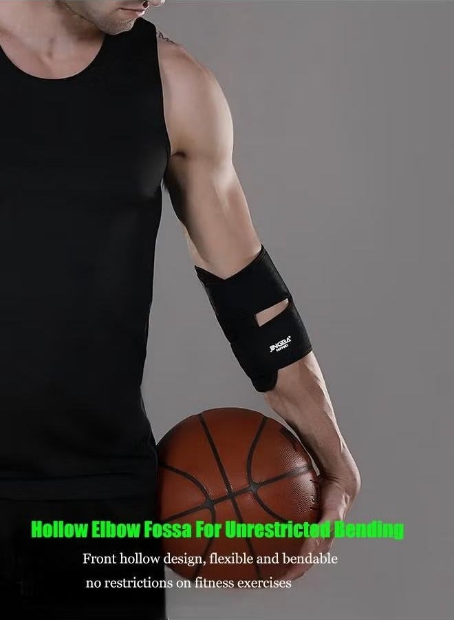 جينجبا سابورت دعامة مرفق رياضية SBR مضغوطة وجيدة التهوية للاستخدام في الهواء الطلق لكرة السلة والتنس والملاكمة ورفع الأثقال واللياقة البدنية، دعامة مرفق قابلة للتعديل للتنس، مثالية لالتواء المرفق والتهاب الأوتار والتهاب المفاصل وكرة السلة والبيسبول ومرفق لاعب الجولف توفر الدعم وتسكين الألم (أسود) - Image 1