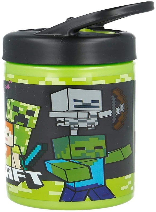 Stor Minecraft Sports Water Bottle with Straw and Built-In Handle 410ml - Image 3