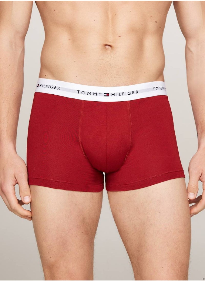 TOMMY HILFIGER Men's 5-Pack Signature Logo Waistband Trunks - Cotton, Multicolour  - Image 2