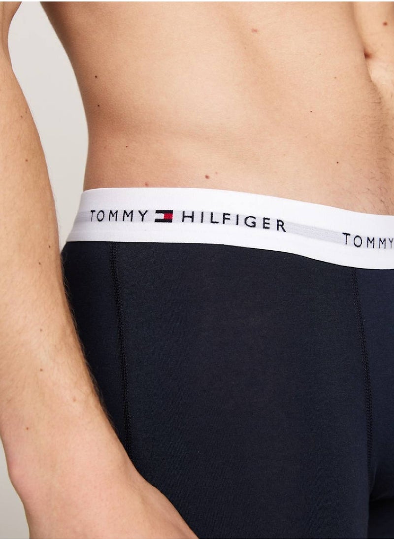 TOMMY HILFIGER - Men's 5-Pack Signature Logo Waistband Trunks - Cotton, Multicolour - Image 1