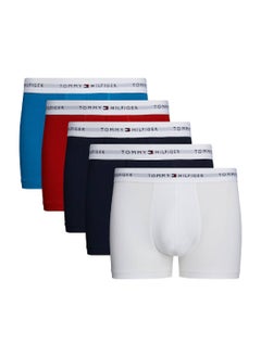 TOMMY HILFIGER Men's 5-Pack Signature Logo Waistband Trunks - Cotton, Multicolour  - Image 1