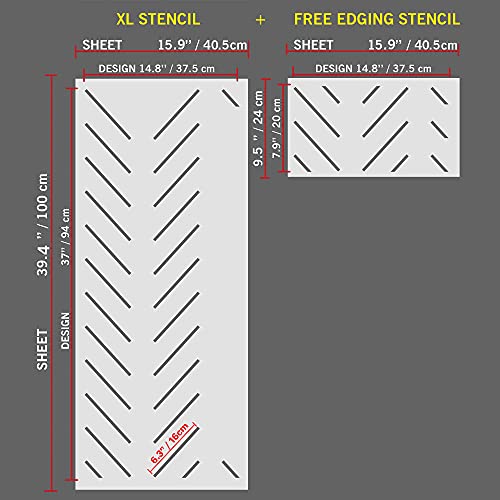 PINKIPO®, Simple Herringbone, (16"x40") XL Stencil, Large Wall Stencil, Modern Geometric Wall Stencils for Painting, Stencils for Walls, Chevron Wall Stencil Pattern - Image 2