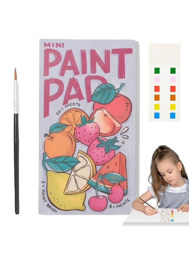 CMGTYYD Mini Paint Pad, Mini Watercolour Paint Pad, Watercolor Canvas, Mini Canvas, Mini Canvas with 1 Brush and 6 Colored Pigments, Puzzle Casual Toy for Exercising Color Skills - Image 1